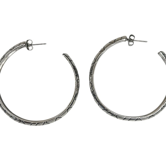 Y2K House Of Harlow By Nicole Ritchie Silver Aztec Tribal Boho Big Hoop Earrings - Picture 3 of 5